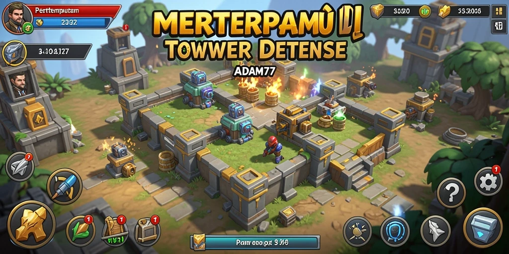 Tampilan gameplay ADAM77 yang seru dan menegangkan dalam Tower Defense.