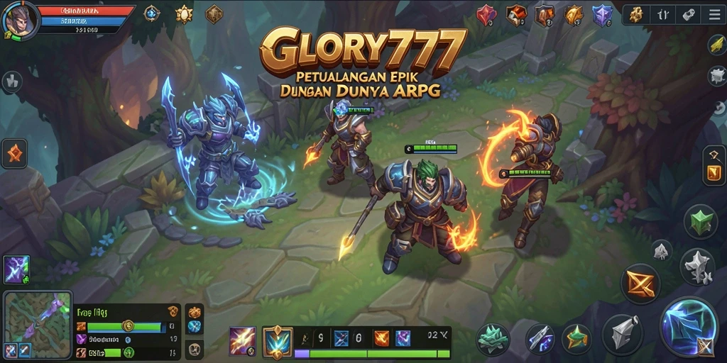 Tampilan seru saat bertarung dalam gameplay ARPG GLORY777.