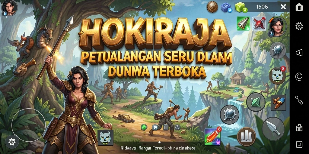 Gameplay HOKIRAJA menampilkan petualangan seru di dunia terbuka.