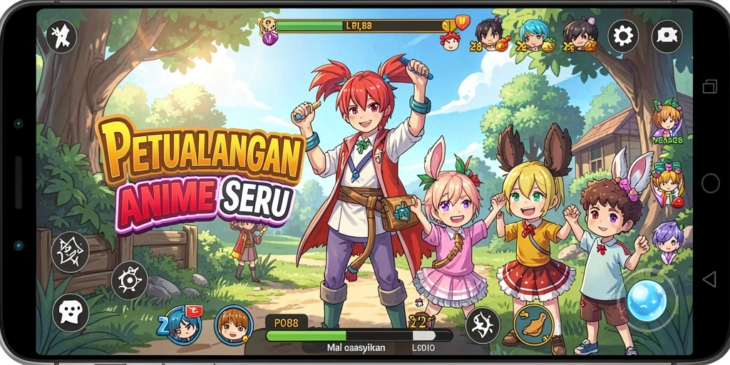 Tampilan gameplay LPO88 dengan karakter anime yang beraksi.