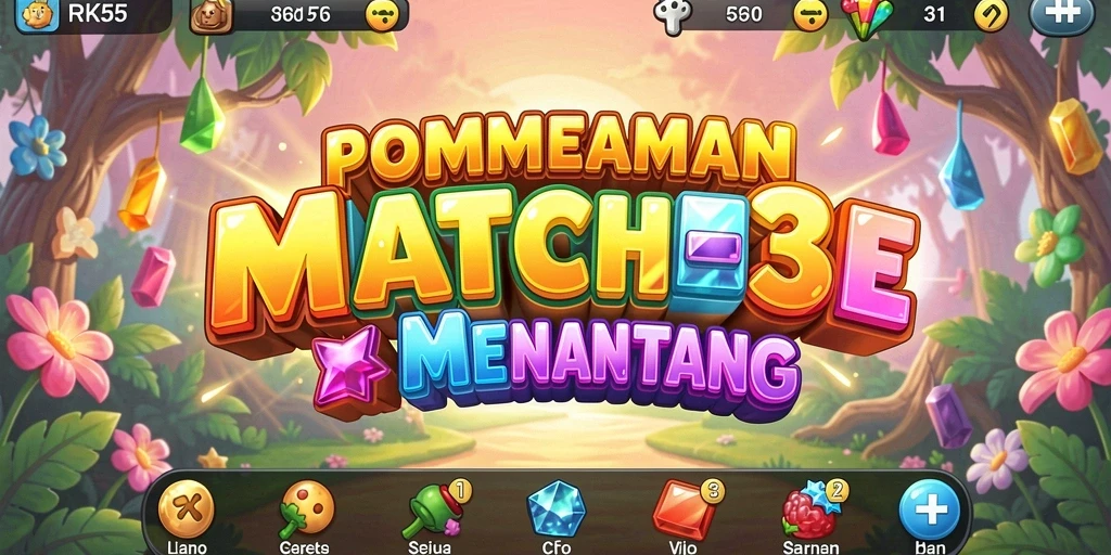 Tangkapan layar menampilkan gameplay seru RK55 dalam aksi Match-3.