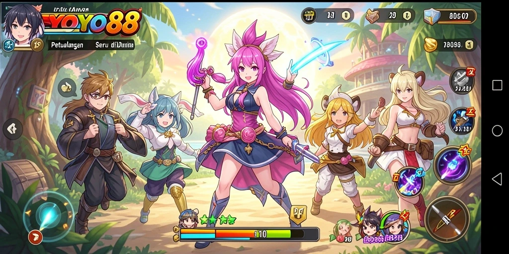 Tampilan gameplay YOYO88 yang penuh aksi dan warna.